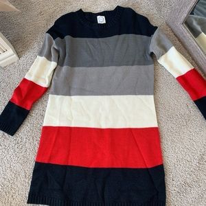Striped winter sweater dress